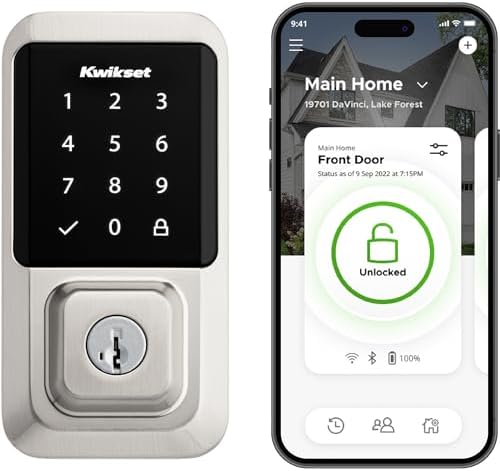 Okucia drzwiowe i zamki |   Halo Wi-Fi Smart Lock, Zamek bezkluczykowy do drzwi frontowych, Kontrola za pomocą aplikacji, Certyfikat Klasy AAA, Łatwa instalacja bez huba, Wykończenie w satynowym niklu na całe życie, Ekran dotykowy, Zdalne zamykanie cyfrowe Okucia drzwiowe i zamki Okucia drzwiowe i zamki