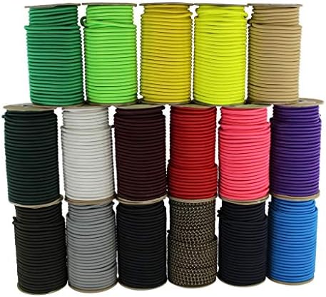 Plandeki i mocowania |   Bungee Cord o jakości morskiej – 100% elastyczna linka, linka shock Dacron Polyester do DIY, mocowania, zastosowań komercyjnych | 1/4″ x 100 ft, neonowy pomarańczowy Plandeki i mocowania Plandeki i mocowania