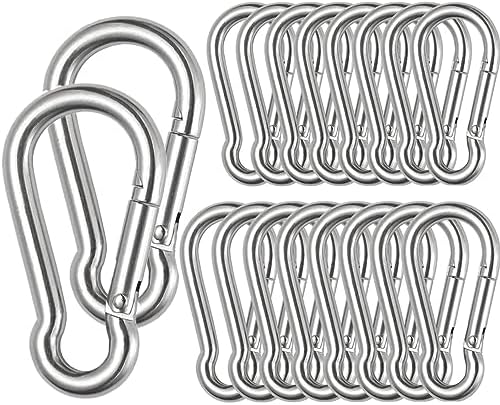 Snapy |   Karabinek ze stali nierdzewnej z sprężynowym zapięciem M6 M8 M10, wytrzymały klips karabinkowy, sprężynowe klipsy, breloczek 5/16 cala, szybkie łącza do plecaka, hamaków, biwakowania, huśtawek (16/30/10 sztuk) Snapy Snapy
